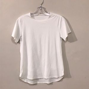 ADAY White Short Sleeve Perforated Hem Crewneck Tee